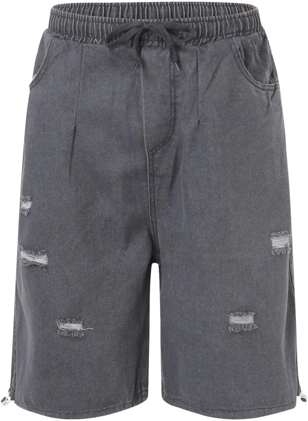 Men Y2K Grunge Baggy Jean Shorts Casual Hip Hop Long Loose Fit Denim Shorts Streetwear with Pockets