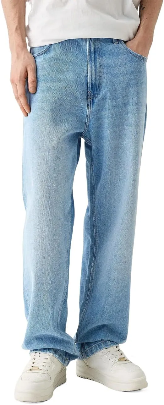 Men's Baggy Jeans Loose Fit Y2k Skater Denim Pants Casual Vintage Fashion Straight Leg Hip Hop Trousers