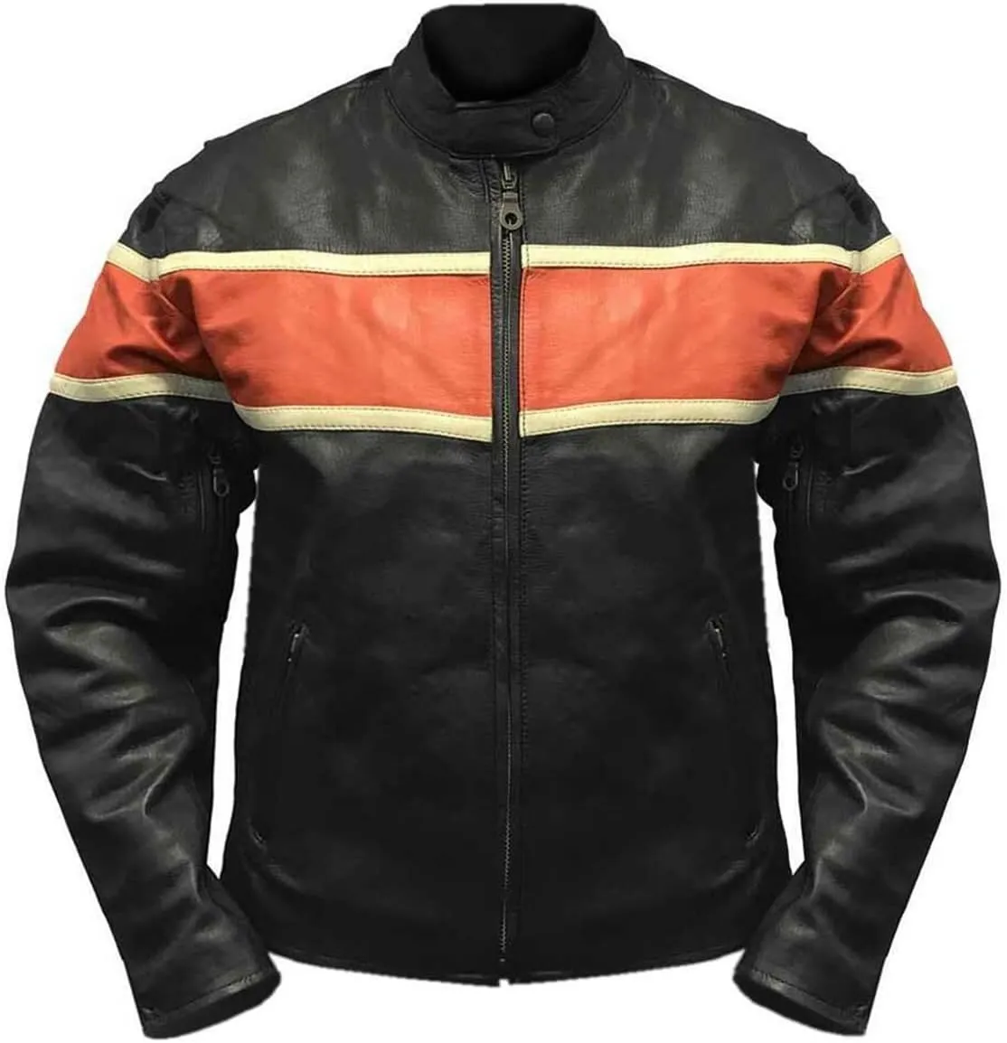 Mens Cafe Racer Motorcycle Leather Jacket Genuine Sheepskin Vintage Moto Biker Collection