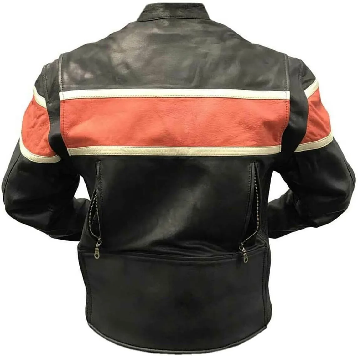 Mens Cafe Racer Motorcycle Leather Jacket Genuine Sheepskin Vintage Moto Biker Collection