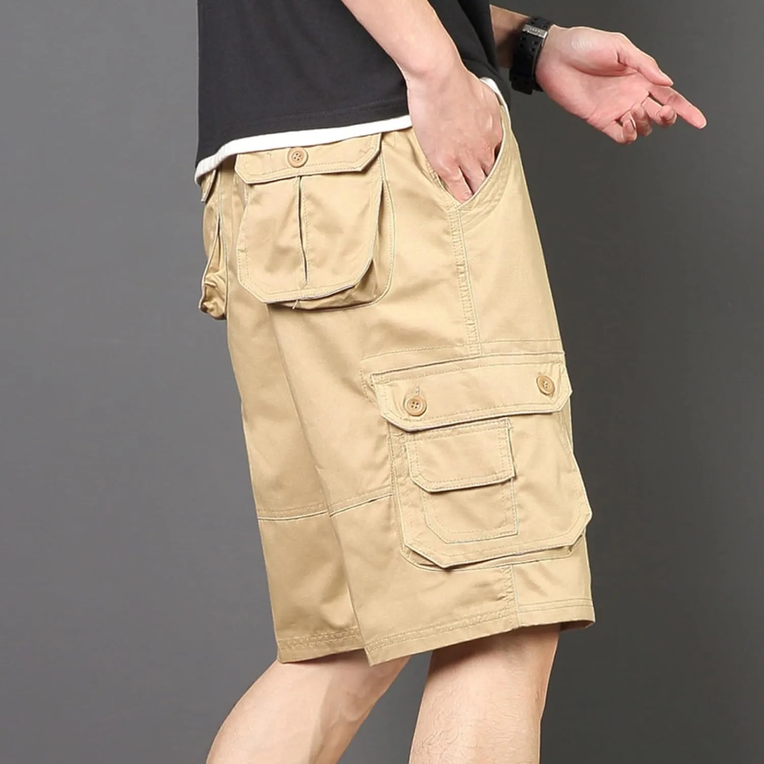 Men's Casual Cargo Shorts Summer Stylish Chino Cotton Shorts with Multiple Pockets Sports Twill Outdoor Short Pants