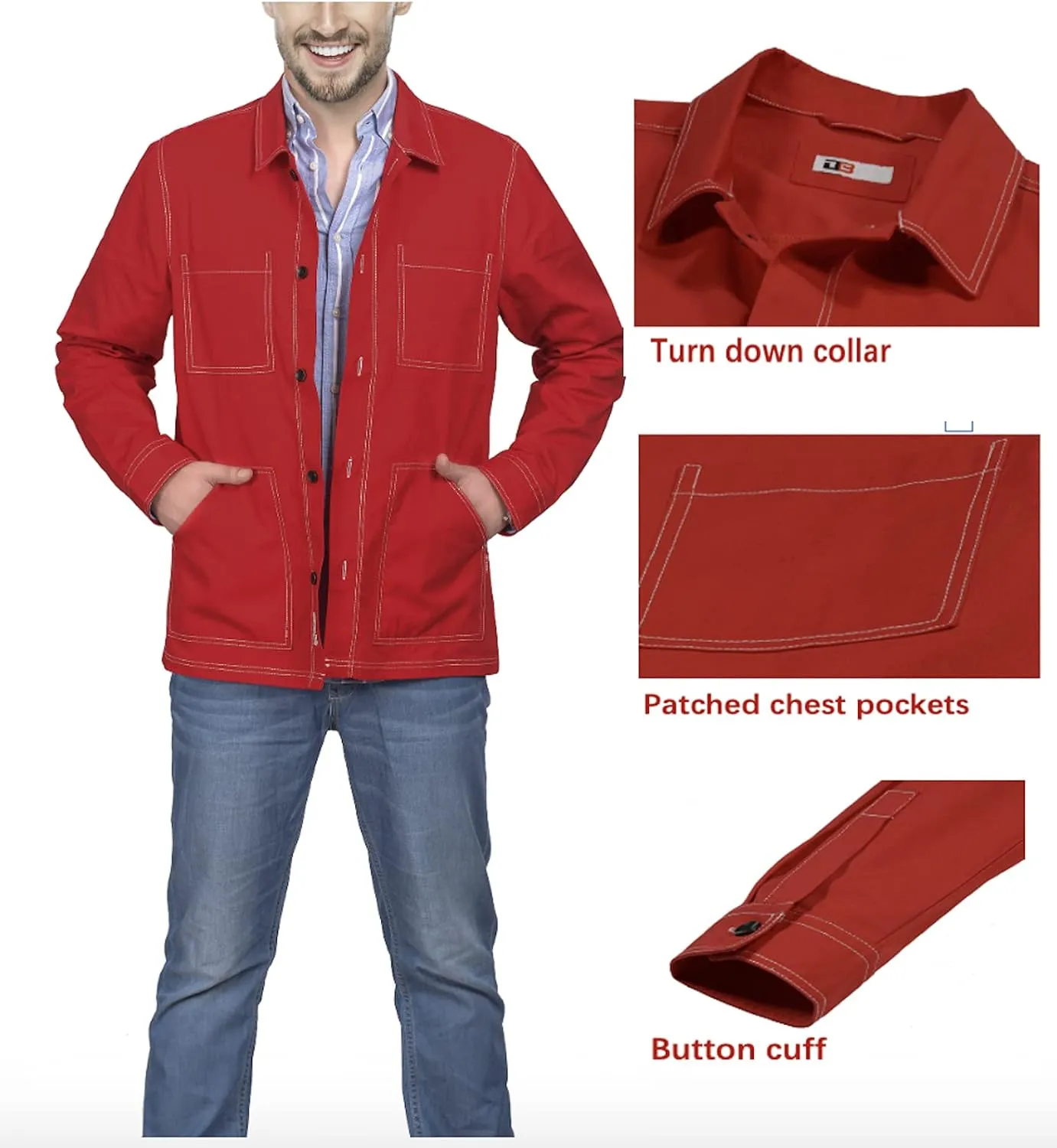 Mens Casual Lightweight Jacket Cotton Overshirts Button Down Shirt Jackets Regular & Big-tall Shacket Jacket