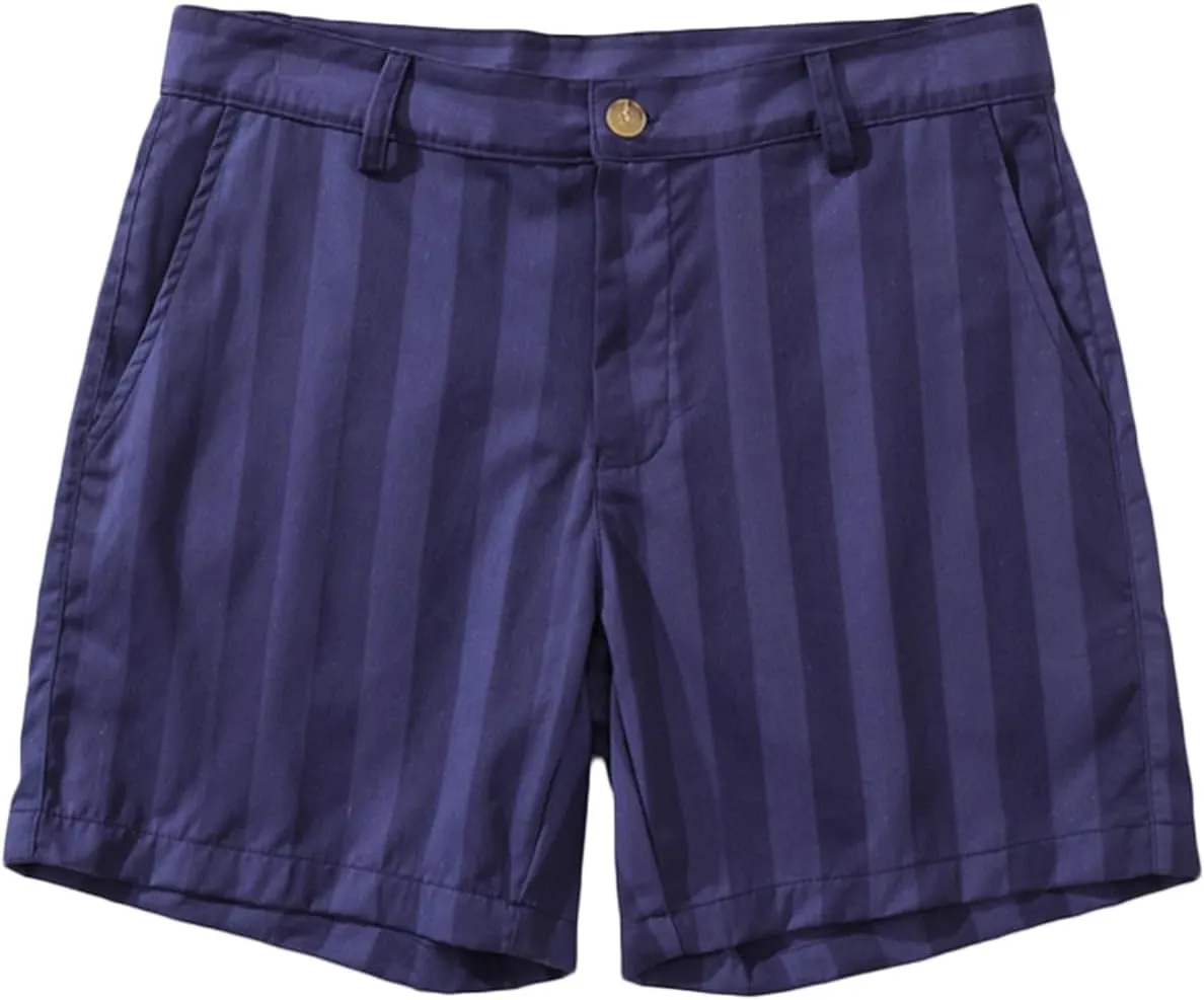 Mens Casual Striped Shorts Slim Fit 9" Inseam Chino Shorts Cotton Twill Flat Front Dress Shorts with Pockets Summer Outfits