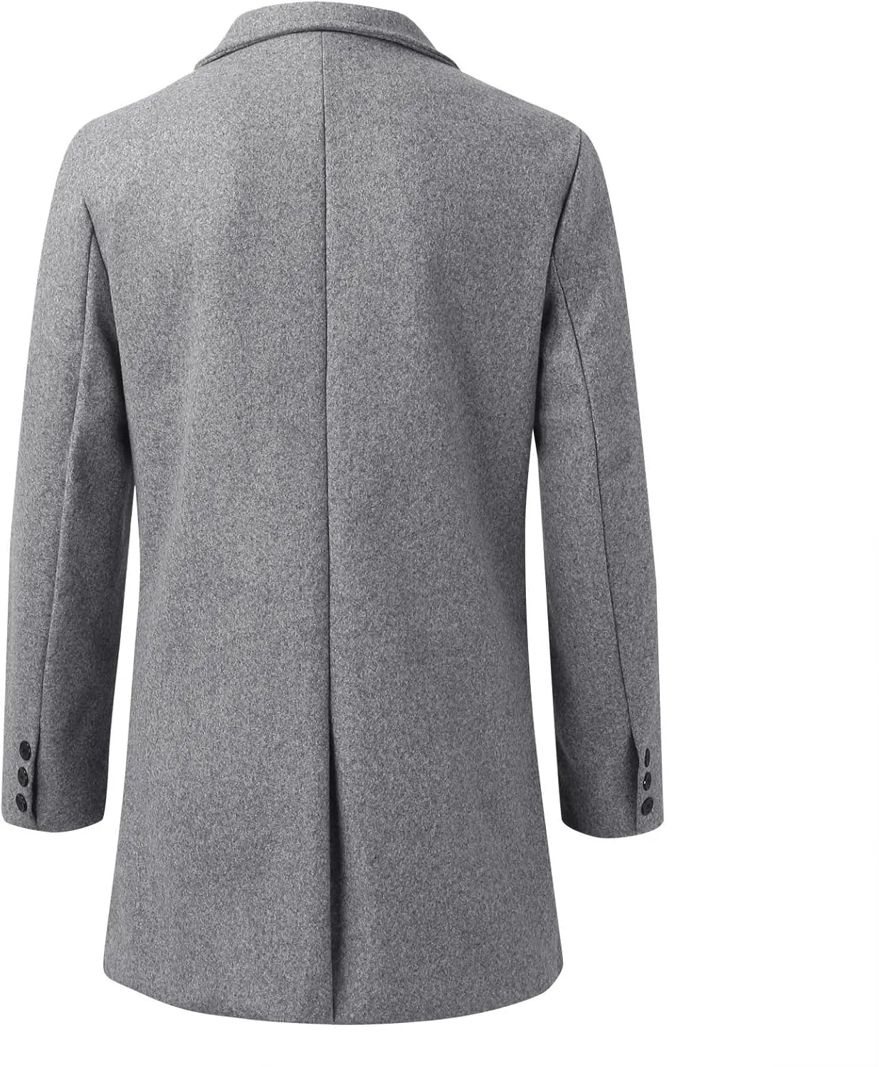 Men's Casual Trench Coat Vintage Breasted Coat Woolen Mid Length Trench Coat Slim Fit Spread Collar Long Sleeve Jacket