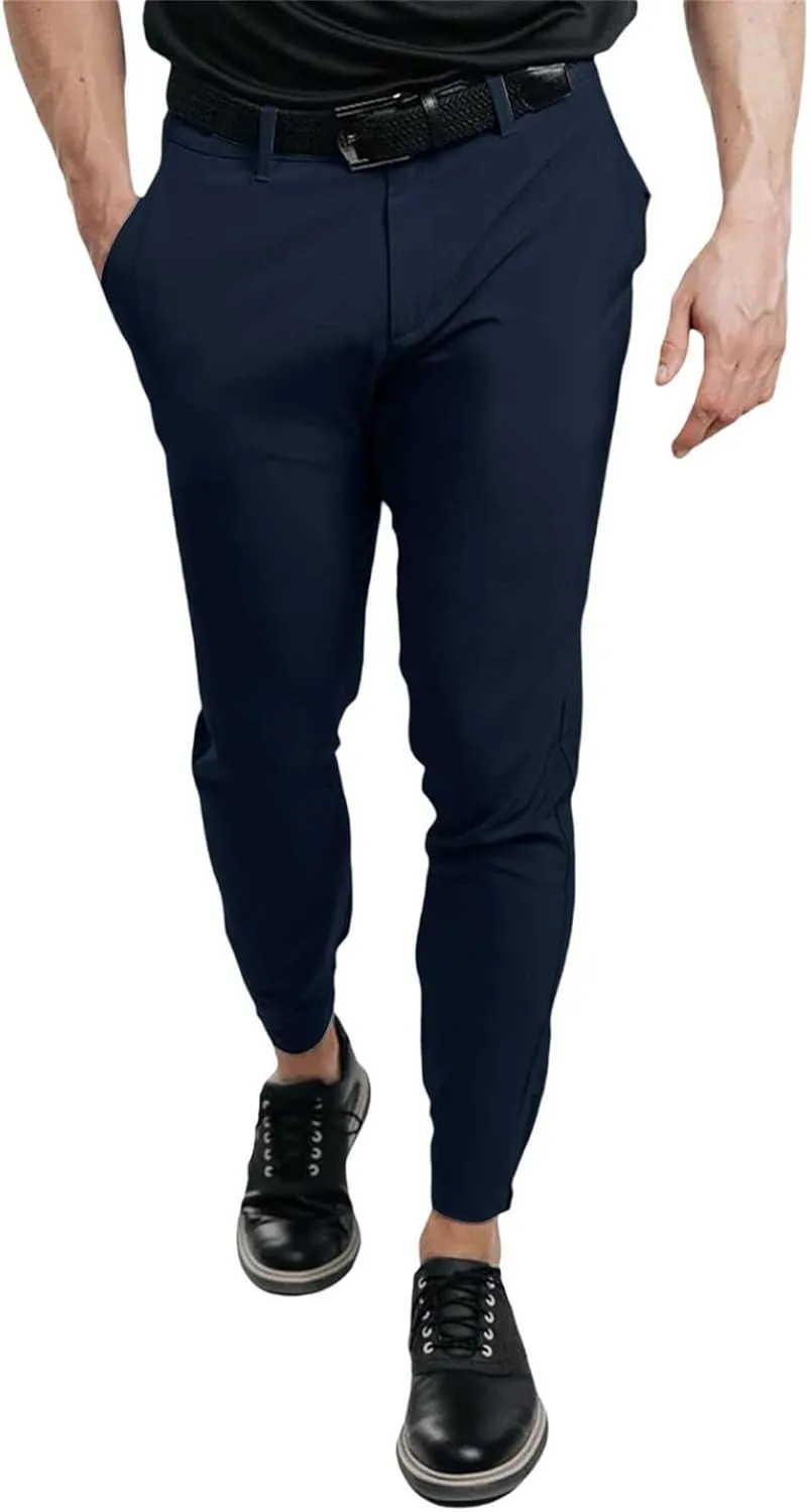 Mens Chinos Dress Pants Slim Fit Stretch Flat Front Golf Pants Casual Travel Pants Skinny Stretch Casual Pants