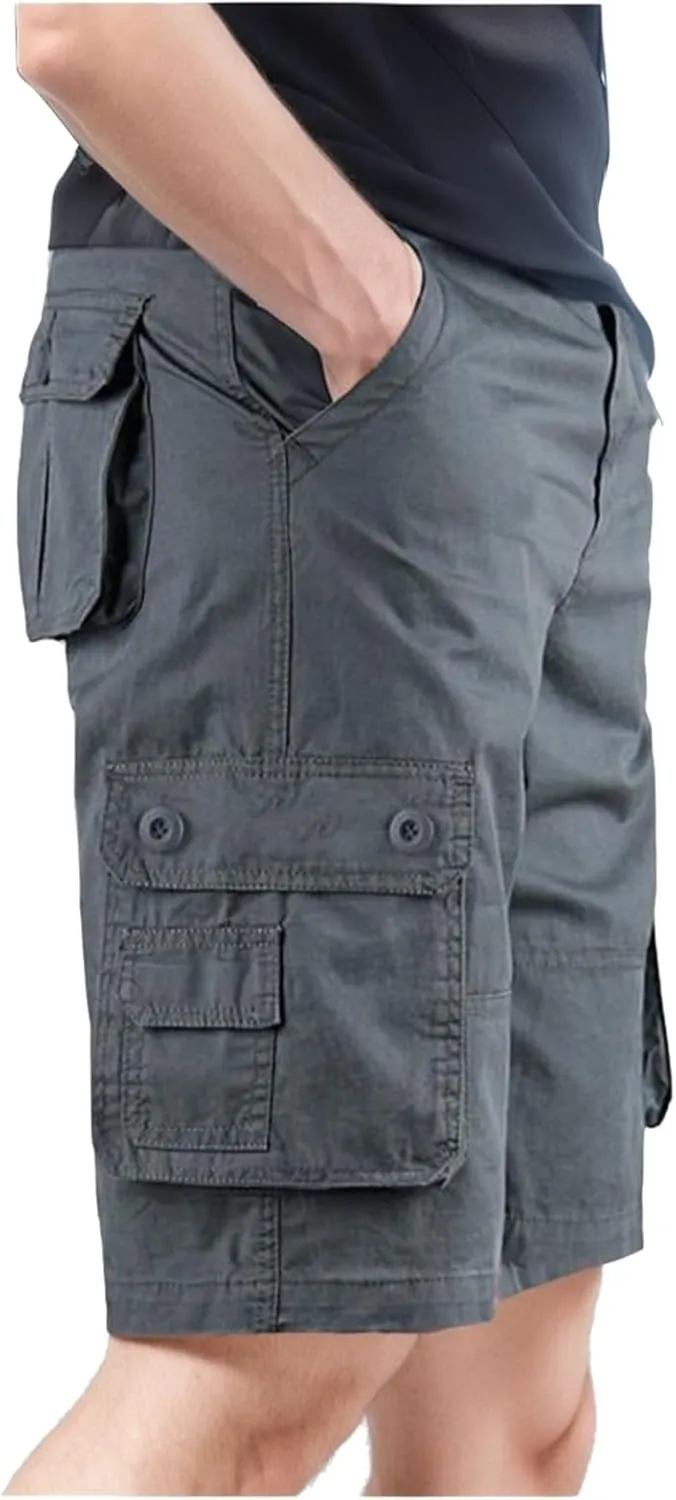 Men's Classic Cargo Stretch Shorts Lightweight Summer Beach Shorts Fashion Leisure Pants Overalls Golf Pants Joggers