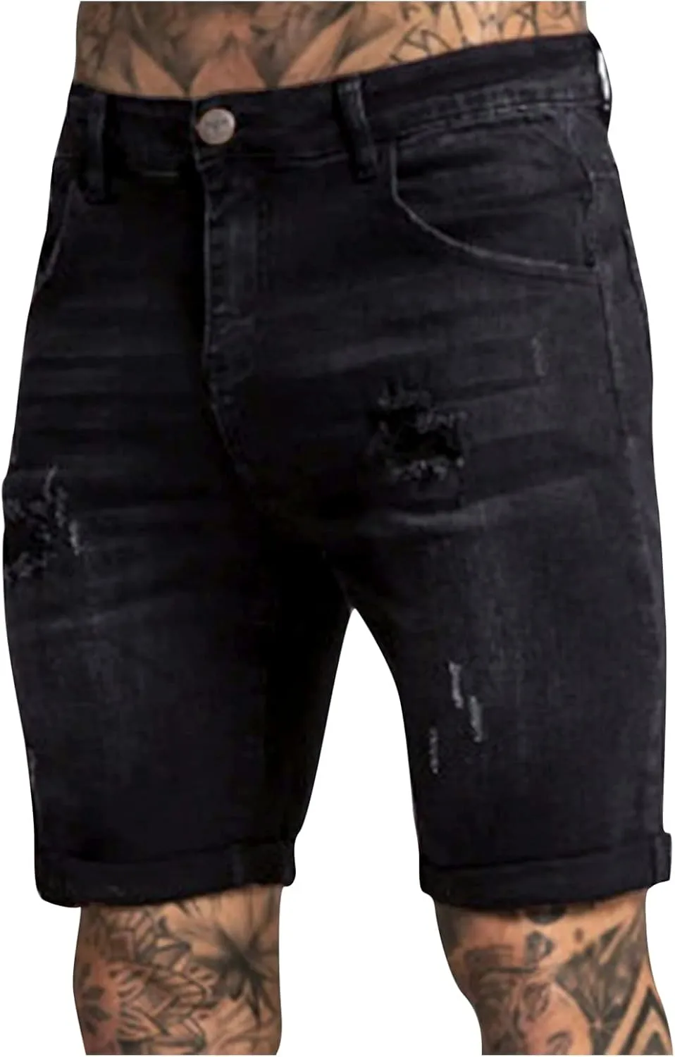 Mens Jean Shorts Denim Shorts Ripped Distressed Short Jeans Casual Classic Straight Fit Jorts