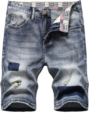 Mens Jean Shorts Denim Shorts Ripped Distressed Short Jeans Casual Classic Straight Fit Jorts