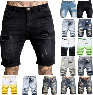 Mens Jean Shorts Denim Shorts Ripped Distressed Short Jeans Casual Classic Straight Fit Jorts