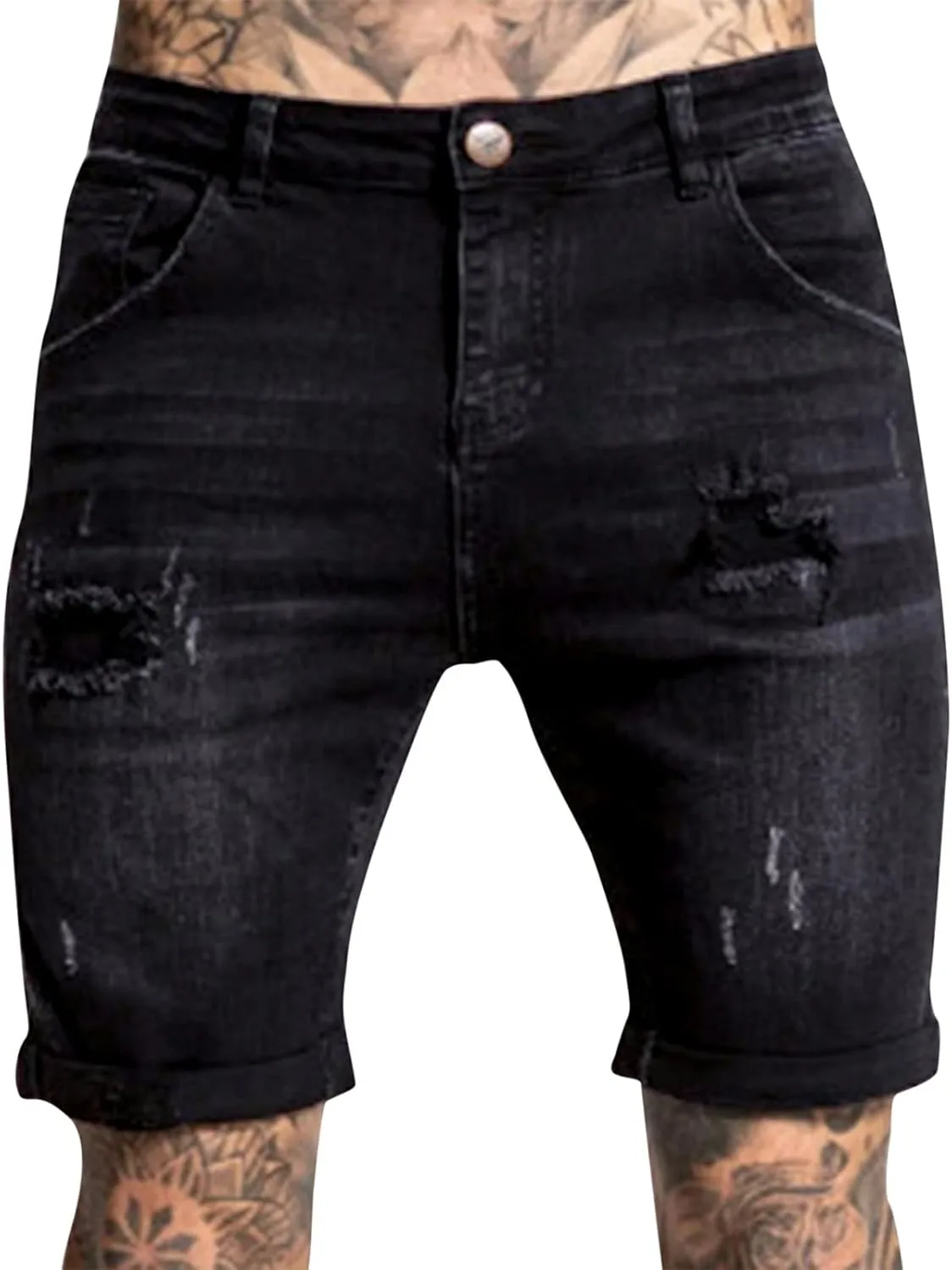 Mens Jean Shorts Denim Shorts Ripped Distressed Short Jeans Casual Classic Straight Fit Jorts