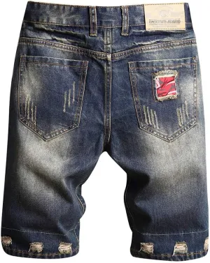 Mens Jean Shorts Denim Shorts Ripped Distressed Short Jeans Casual Classic Straight Fit Jorts