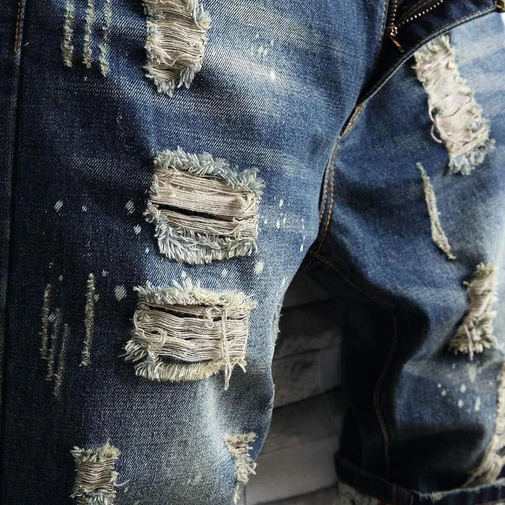 Mens Jean Shorts Denim Shorts Ripped Distressed Short Jeans Casual Classic Straight Fit Jorts