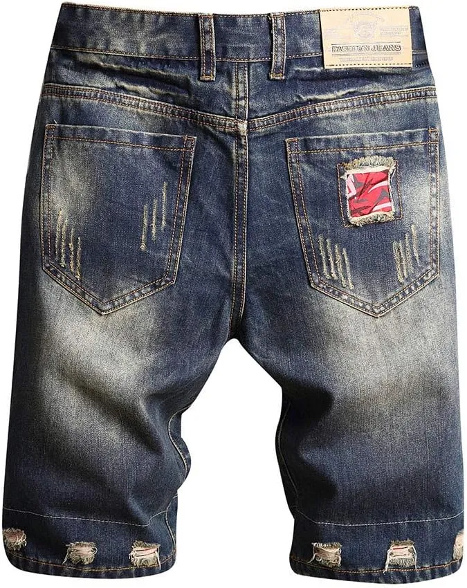Mens Jean Shorts Denim Shorts Ripped Distressed Short Jeans Casual Classic Straight Fit Jorts
