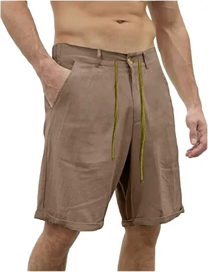 Men's Linen Regular Fit Shorts, Casual Elastic Waist Drawstring Lightweight Board Summer Beach Shorts with Pockets