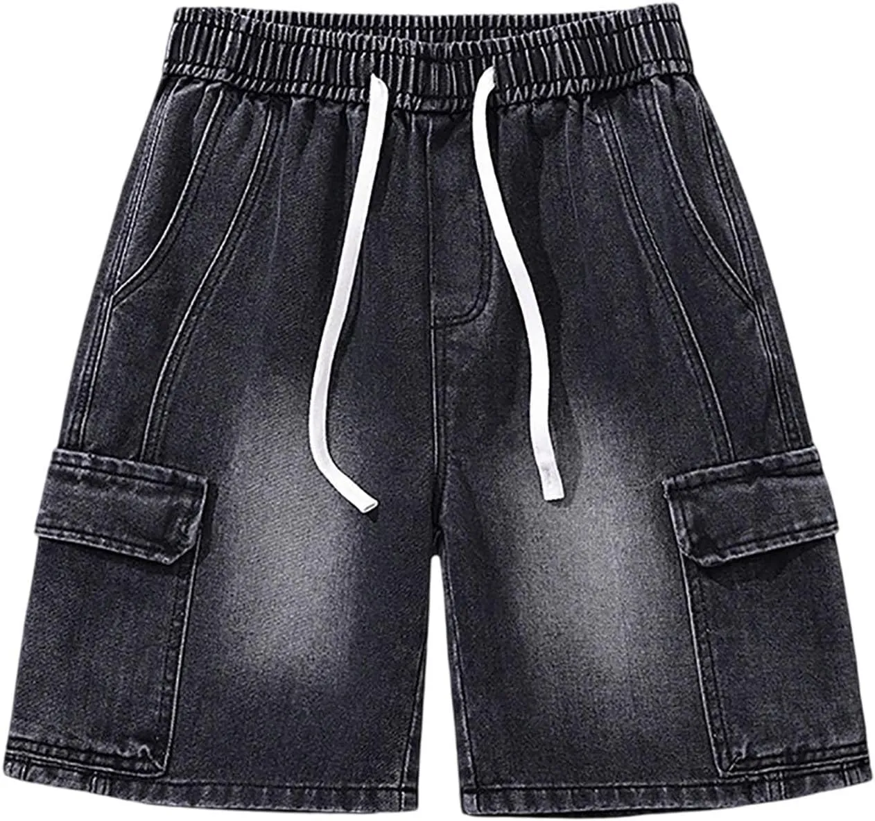 Men's Loose Fit Hip Hop Long Jean Shorts Work Denim Shorts with Pockets Skateboard Trendy Outfits