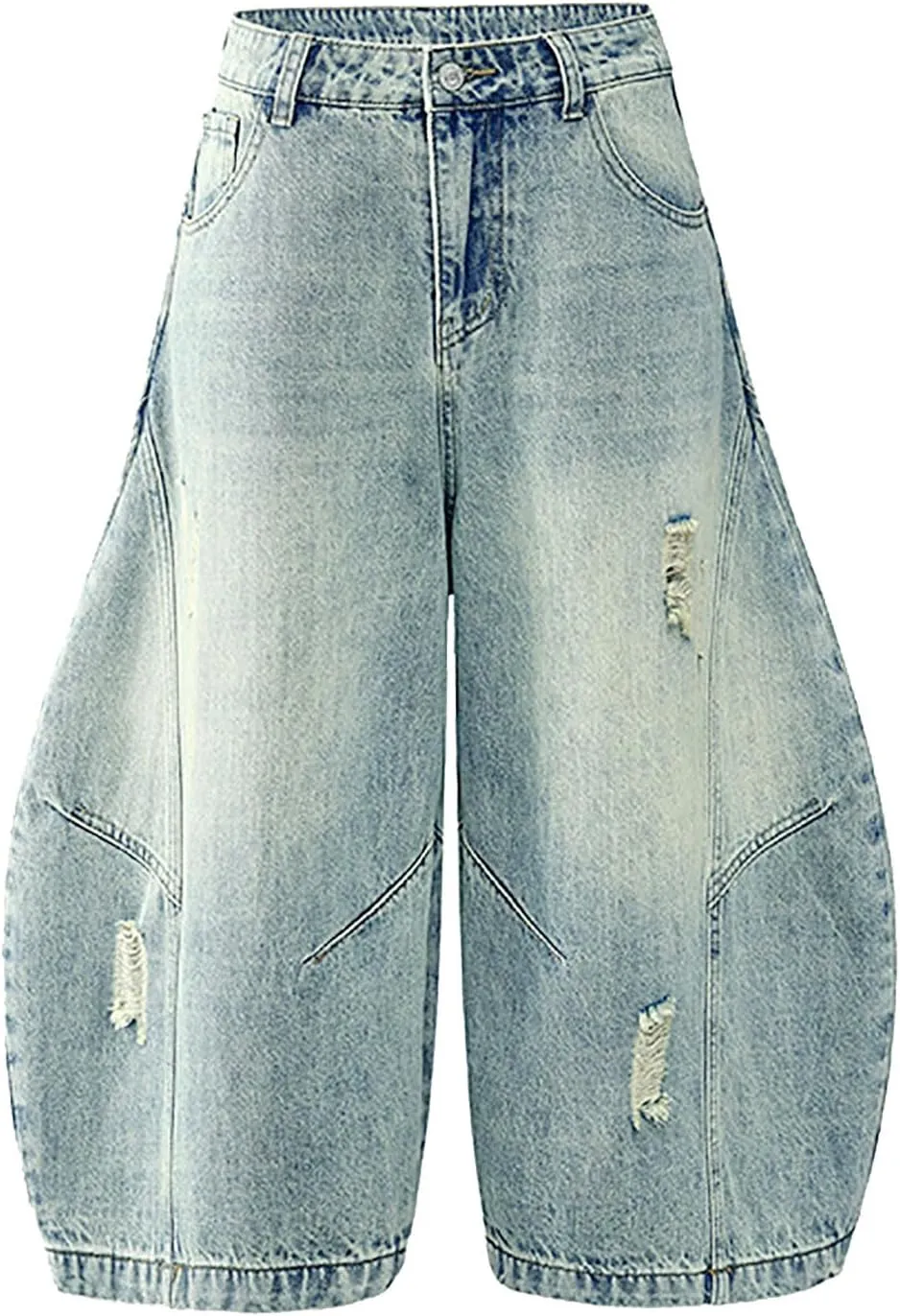 Men's Loose Y2K Hip Hop Mid Jean Shorts Baggy Denim Shorts with Pockets Skateboard Streetwear Clothes