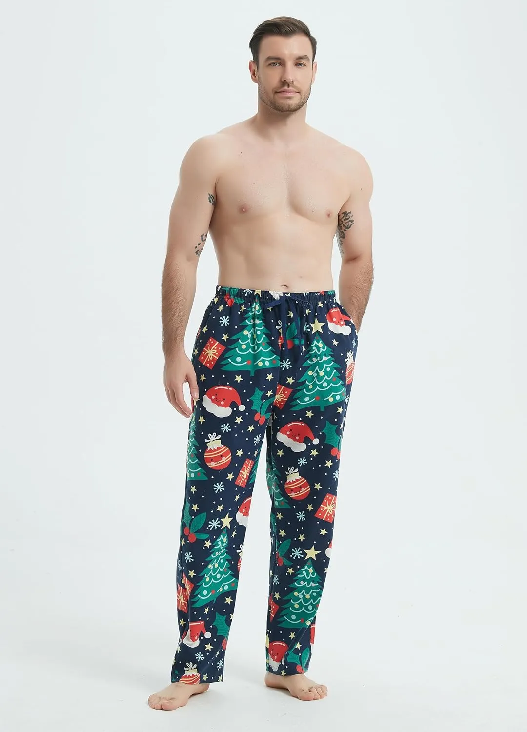 Mens Pajama Pants Flannel Cotton Plaid Sleep & Lounge Pants, PJ Bottoms with Pockets and Button Fly