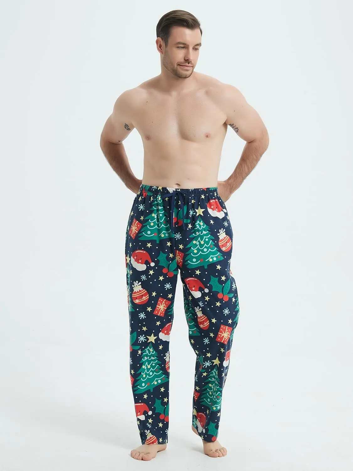 Mens Pajama Pants Flannel Cotton Plaid Sleep & Lounge Pants, PJ Bottoms with Pockets and Button Fly