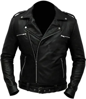 Mens Racing Motorcycle Padded Armored Distressed Brown Cowhide Leather Jacket