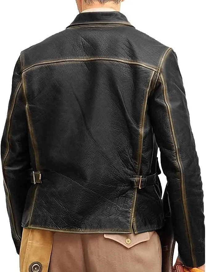 Men's Raiders of The Lost Ark Brown distressed Harrison American Classic Bomber Leather jacket