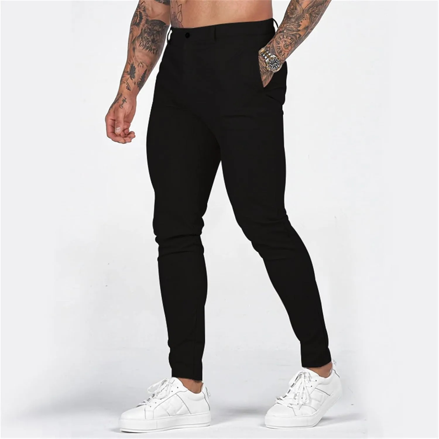 Mens Slim Fit Casual Stretch Khaki Pants with Pockets Straight Flat-Front Golf Slacks for Men Breathable Chinos Dress Pants