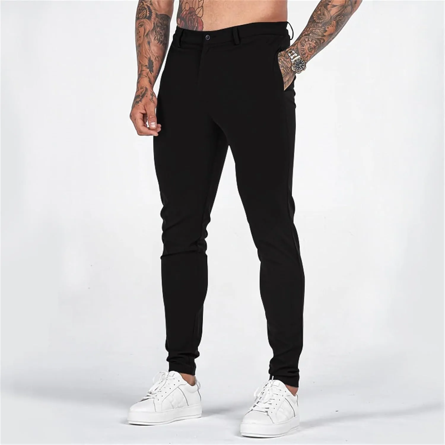 Mens Slim Fit Casual Stretch Khaki Pants with Pockets Straight Flat-Front Golf Slacks for Men Breathable Chinos Dress Pants