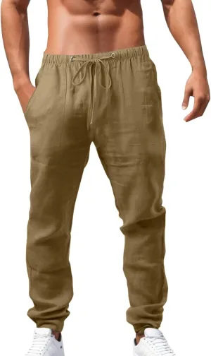 Men's Straight Extended with Pockets and Elastic Loose Solid Color Sports Trousers Casual Night Stretch Pants for Men