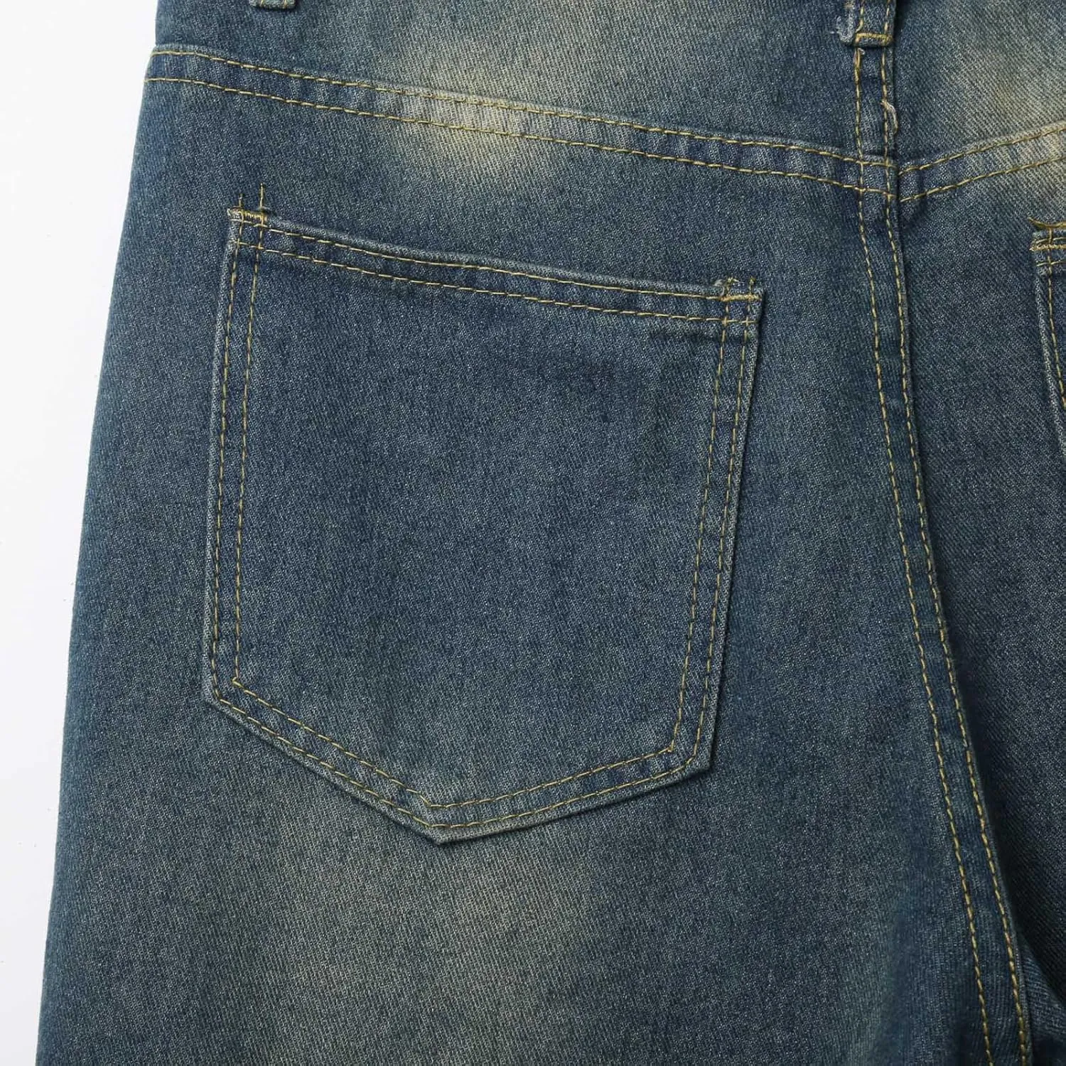 Men's Wide Leg Y2K Hip Hop Long Jean Shorts Work Denim Shorts with Pockets Summer Casual Streetwear