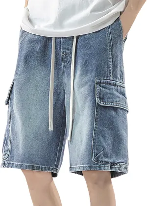 Mens Y2K Baggy Jean Shorts Casual Summer Hip Hop Aesthetic Pants Loose Fit Denim Shorts Trendy Outfits