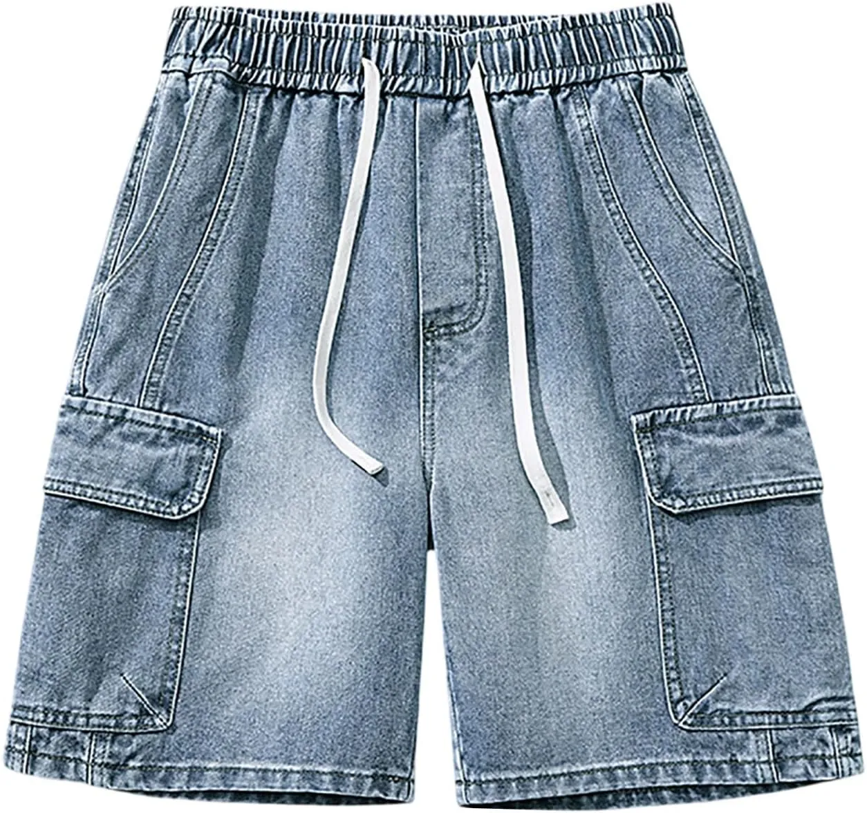 Men's Y2K Vintage Baggy Jean Shorts Summer Casual Hip Hop Long Loose Fit Denim Shorts Trendy Outfits
