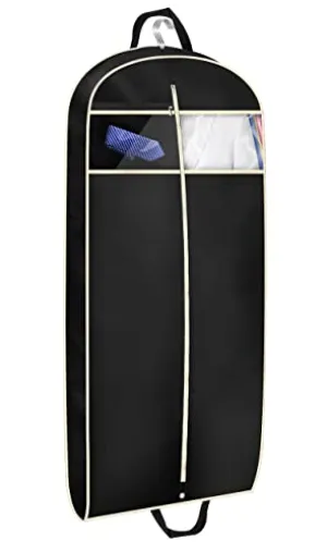 MISSLO 43" Gusseted Travel Garment Bag with Accessories Zipper Pocket Breathable Suit Garment Cover for Shirts Dresses Coats, Black