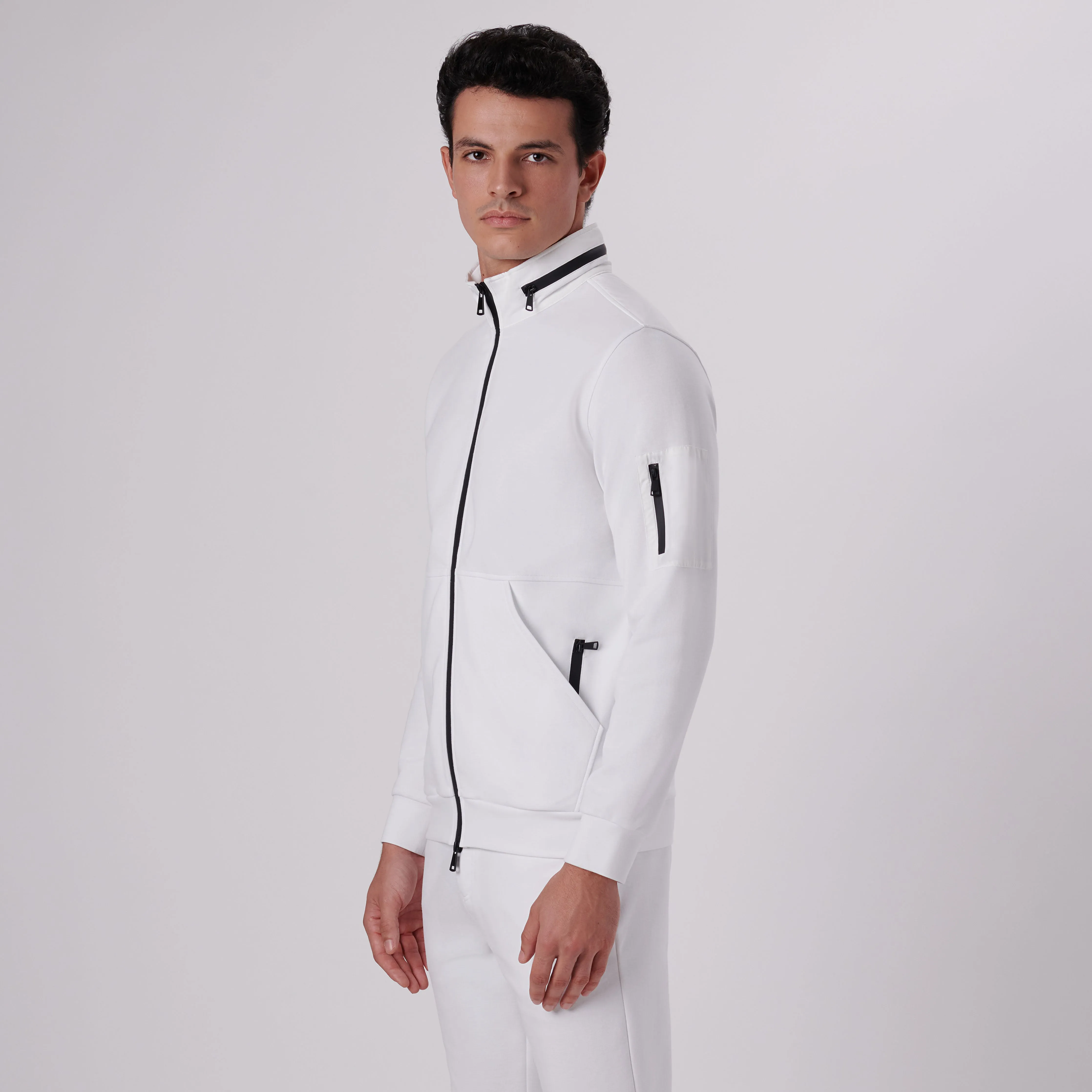 Mock Neck Jacket With Stow-Away Hood
