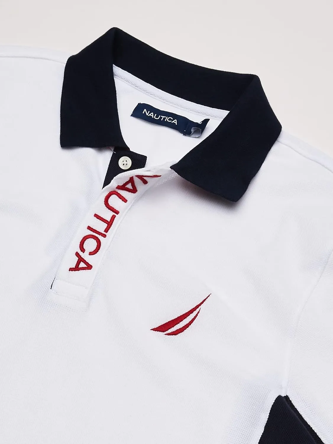 Nautica Men's Short Sleeve Color Block Performance Pique Polo Shirt