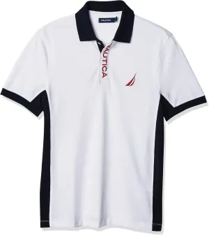 Nautica Men's Short Sleeve Color Block Performance Pique Polo Shirt
