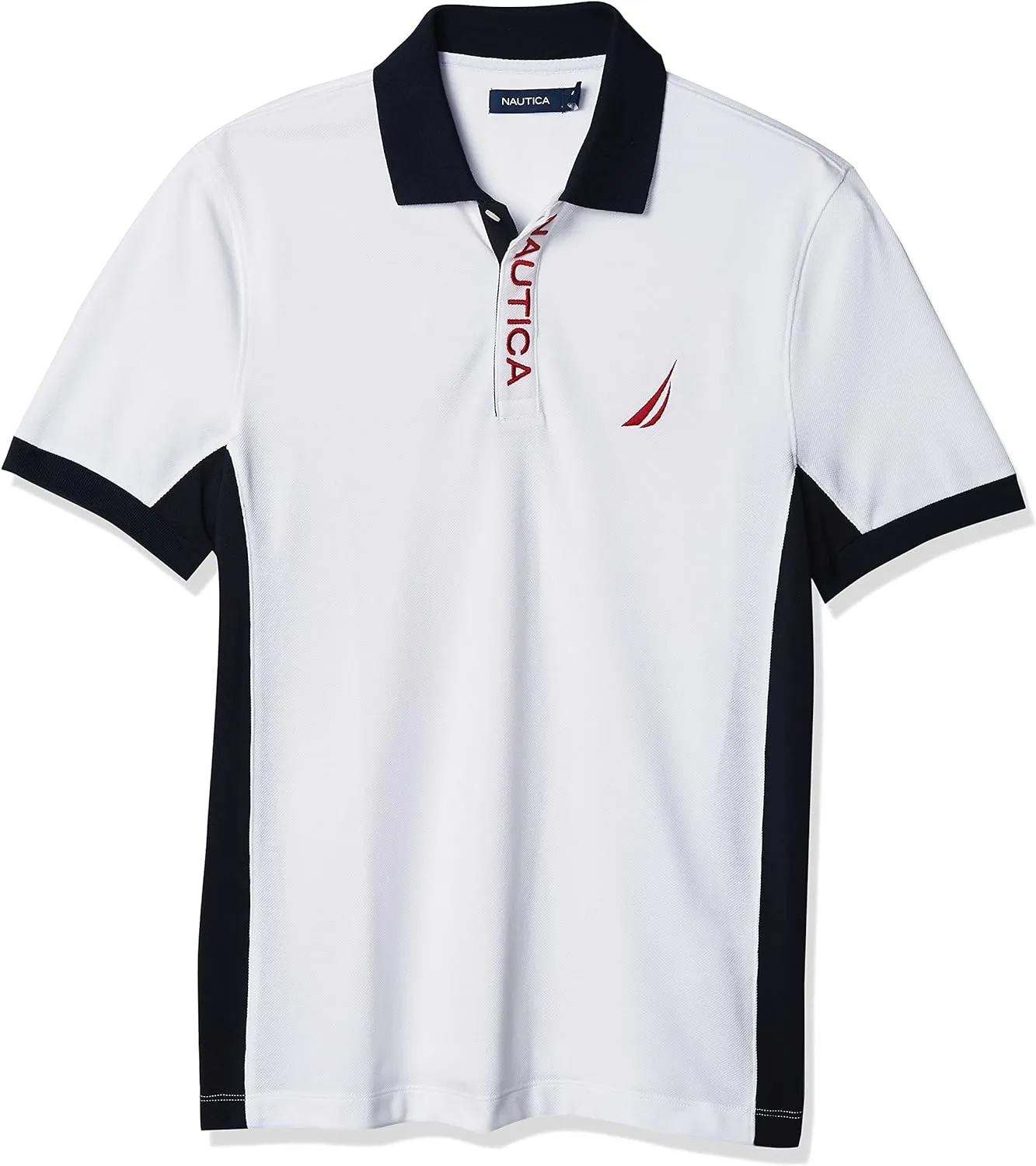 Nautica Men's Short Sleeve Color Block Performance Pique Polo Shirt