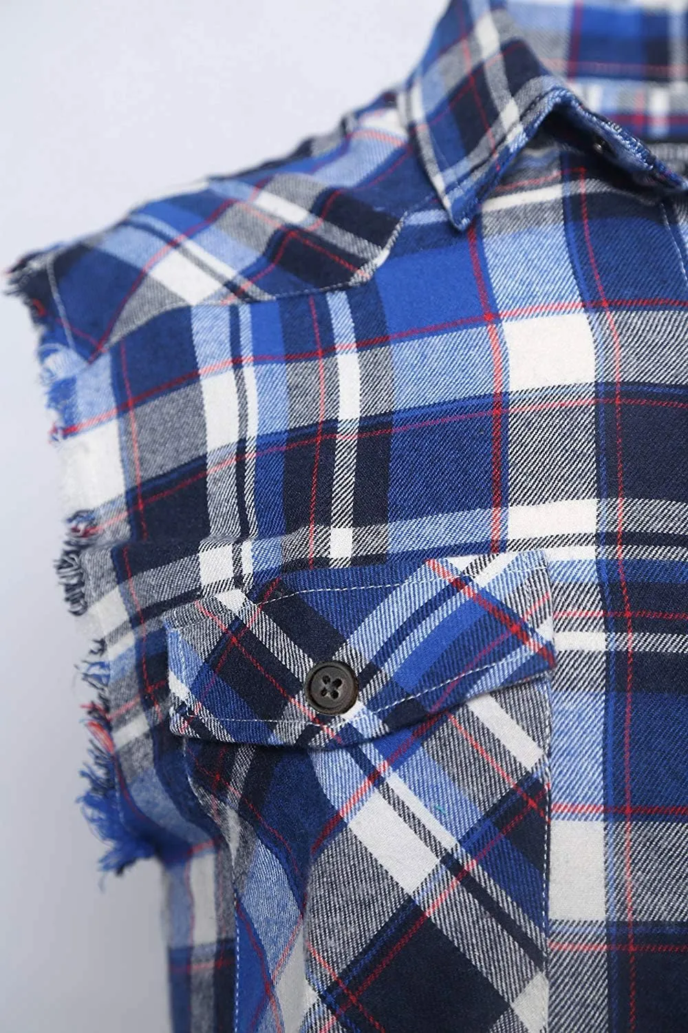NUTEXROL Men's Casual Flannel Plaid Shirt Sleeveless Plus Size Vest