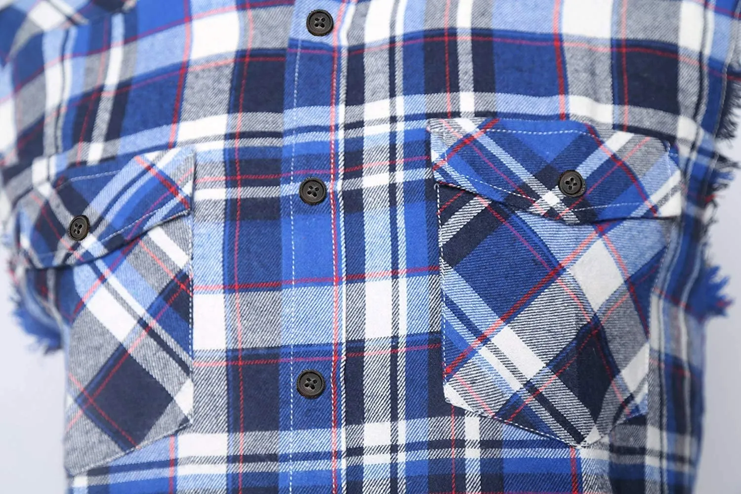 NUTEXROL Men's Casual Flannel Plaid Shirt Sleeveless Plus Size Vest