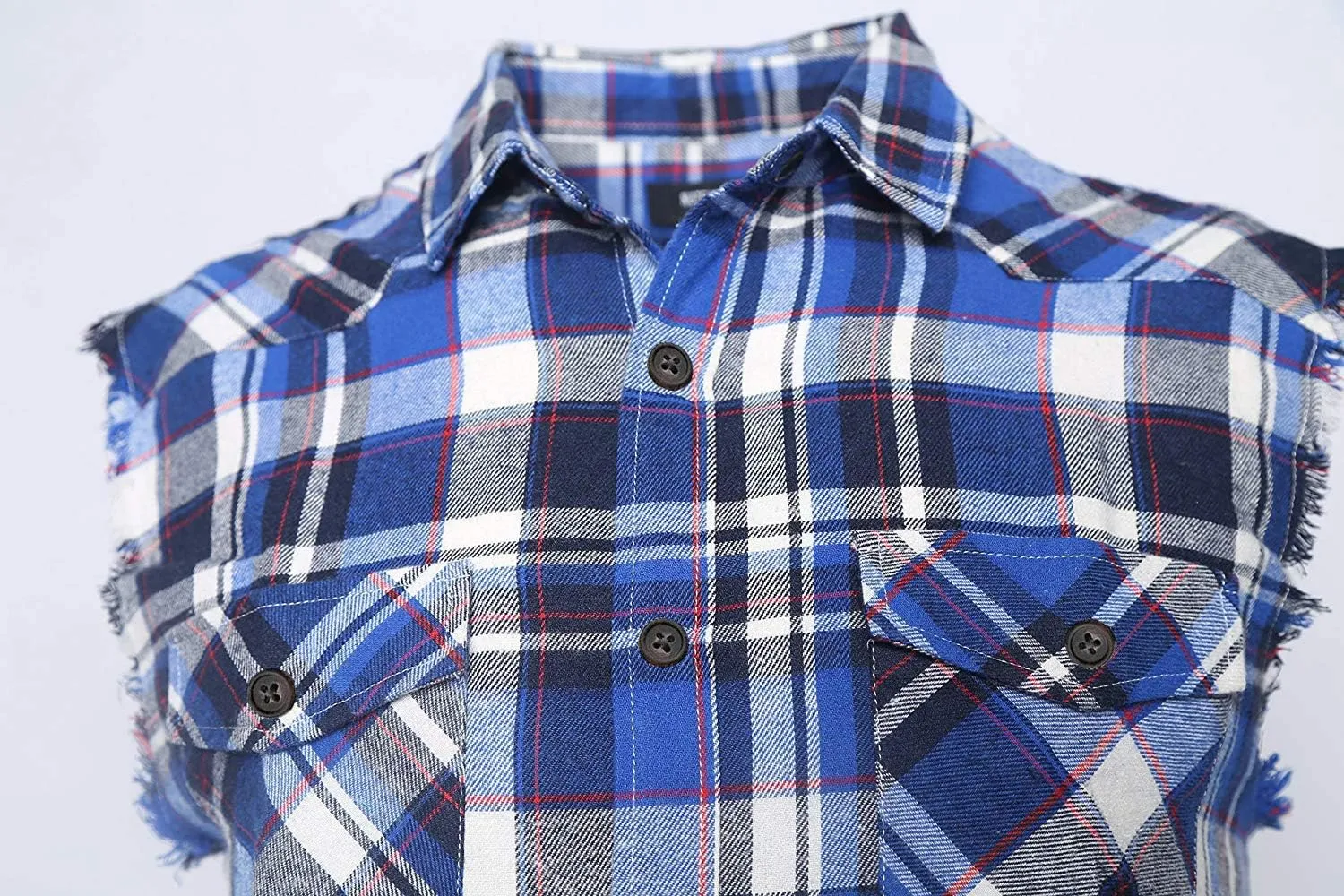 NUTEXROL Men's Casual Flannel Plaid Shirt Sleeveless Plus Size Vest
