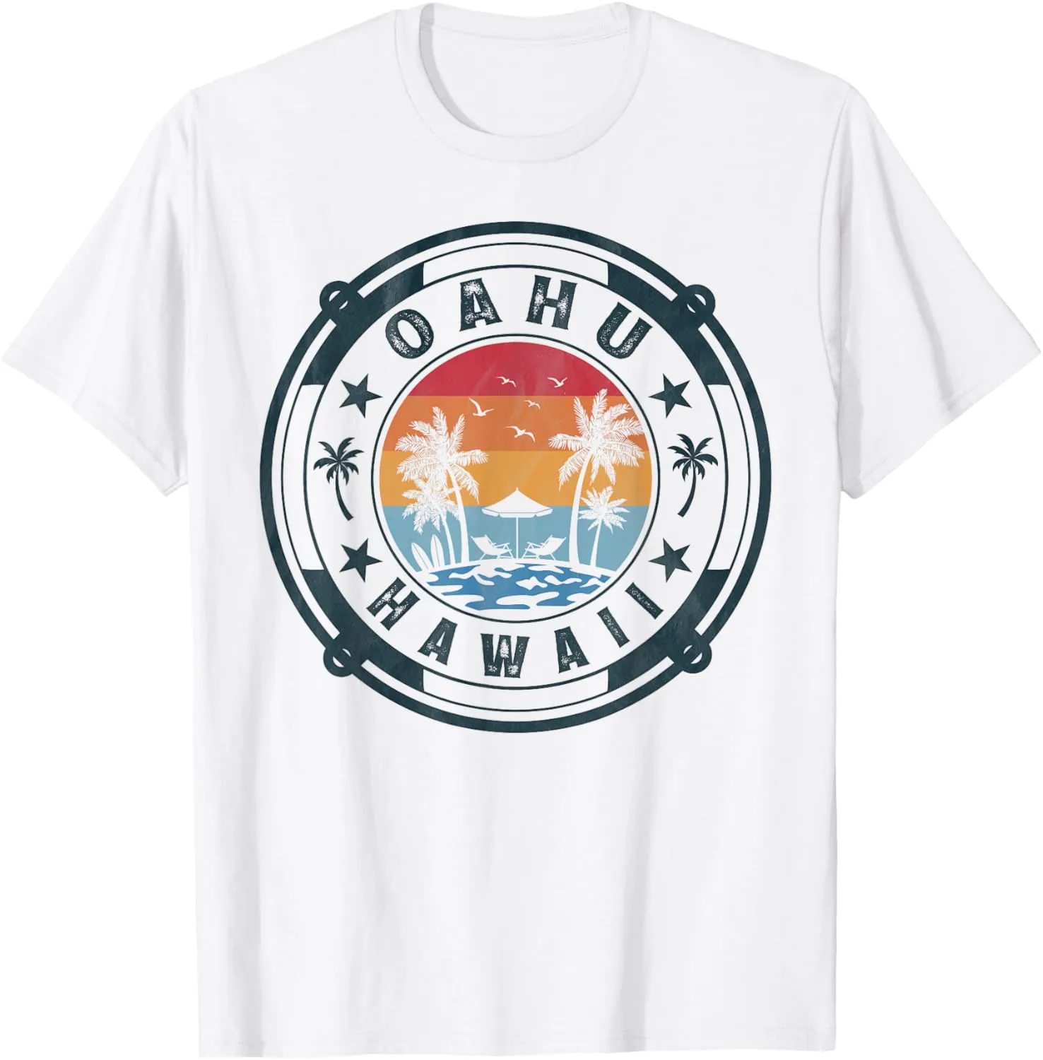 Oahu Hawaii Beach Summer Vacation Vintage Sunset T-Shirt