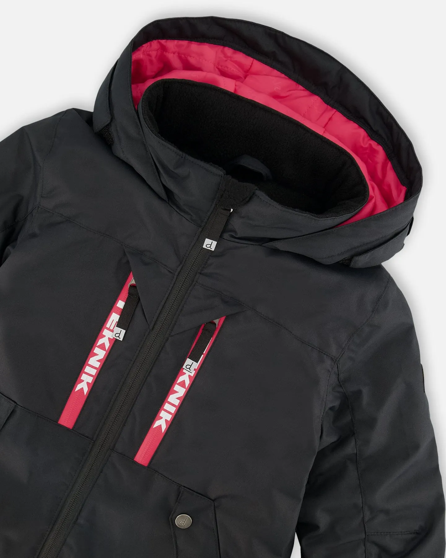 One Piece TEKNIK Snowsuit Black And Candy Pink