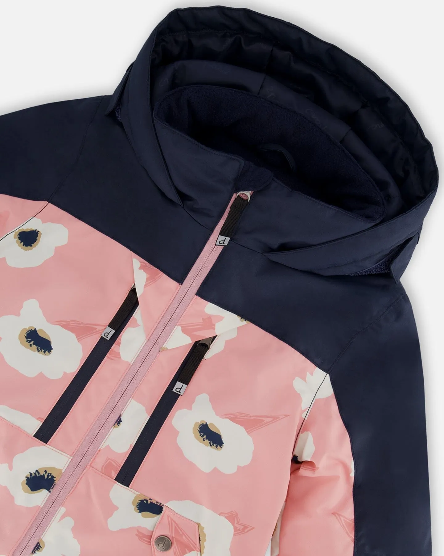 One Piece TEKNIK Snowsuit Pink Printed Off White Flowers