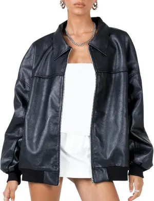 Owl's-Yard Women Leather Biker Jacket Long Sleeves Zip Up Motorcycle Jacket PU Moto Varsity Bomber Jackets Streetwear