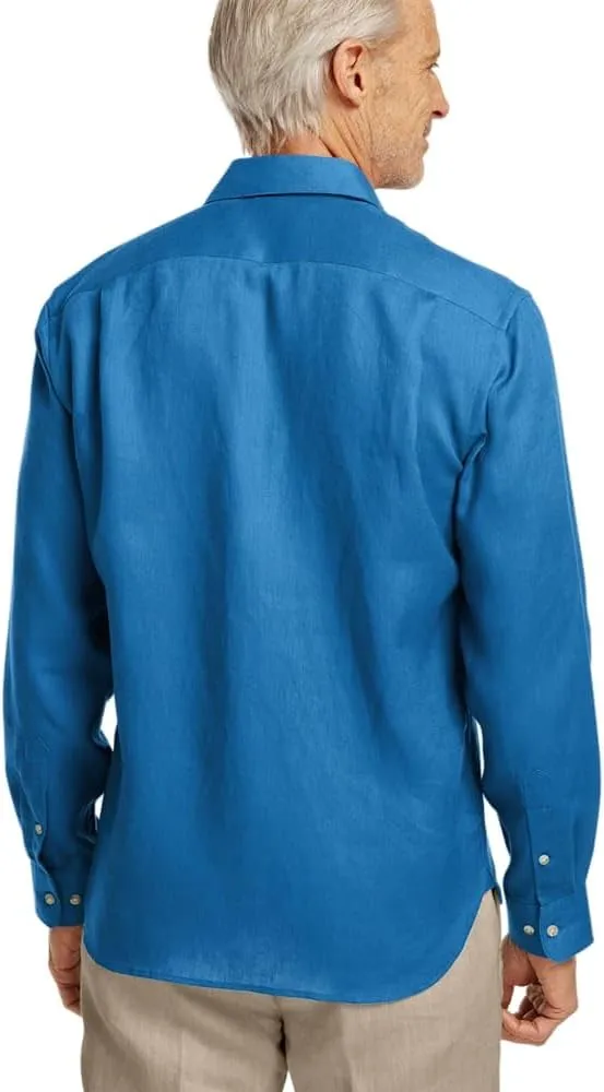Paul Fredrick Men's Slim Fit Linen Solid Casual Shirt