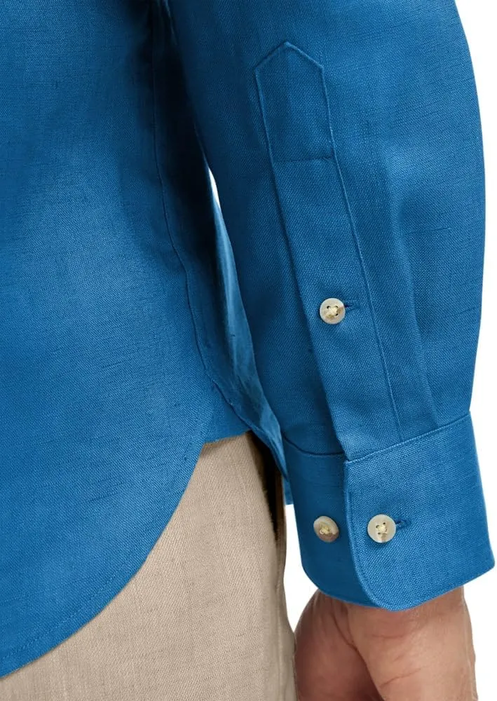 Paul Fredrick Men's Slim Fit Linen Solid Casual Shirt