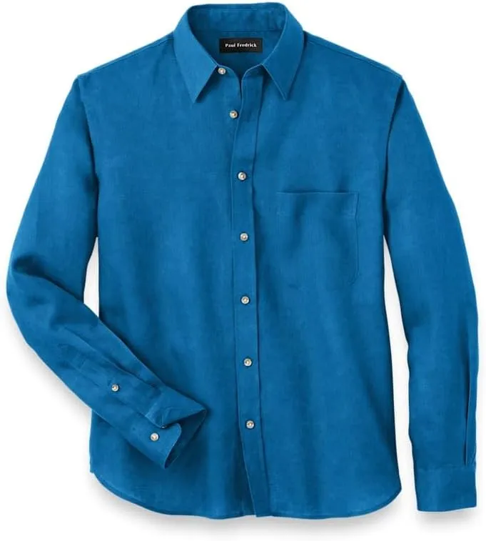 Paul Fredrick Men's Slim Fit Linen Solid Casual Shirt