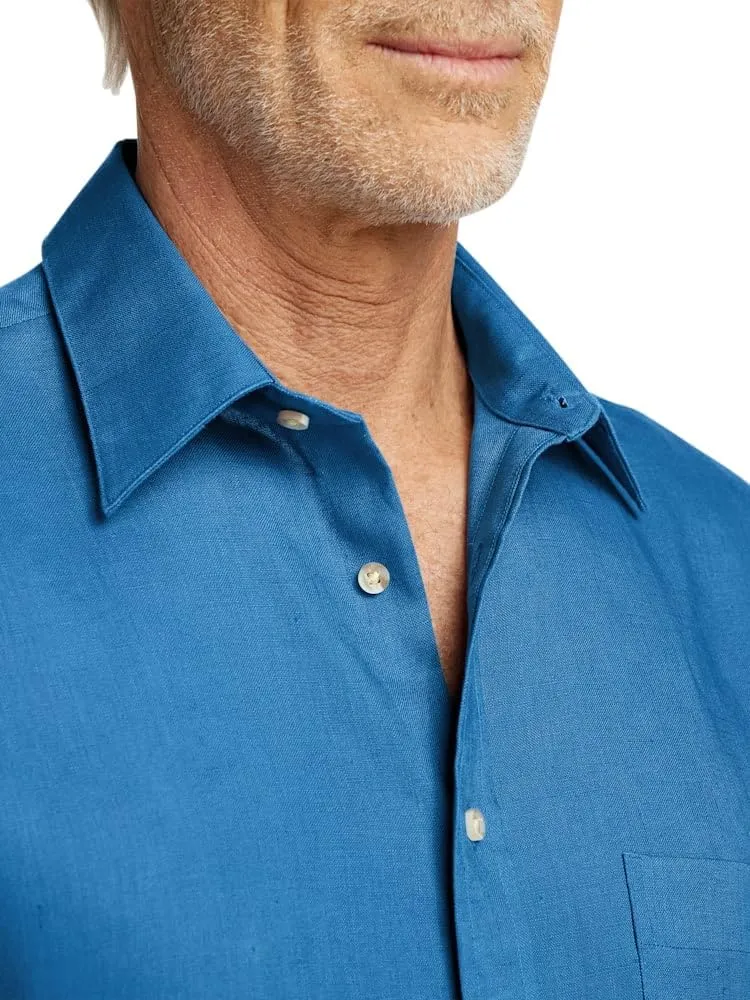 Paul Fredrick Men's Slim Fit Linen Solid Casual Shirt