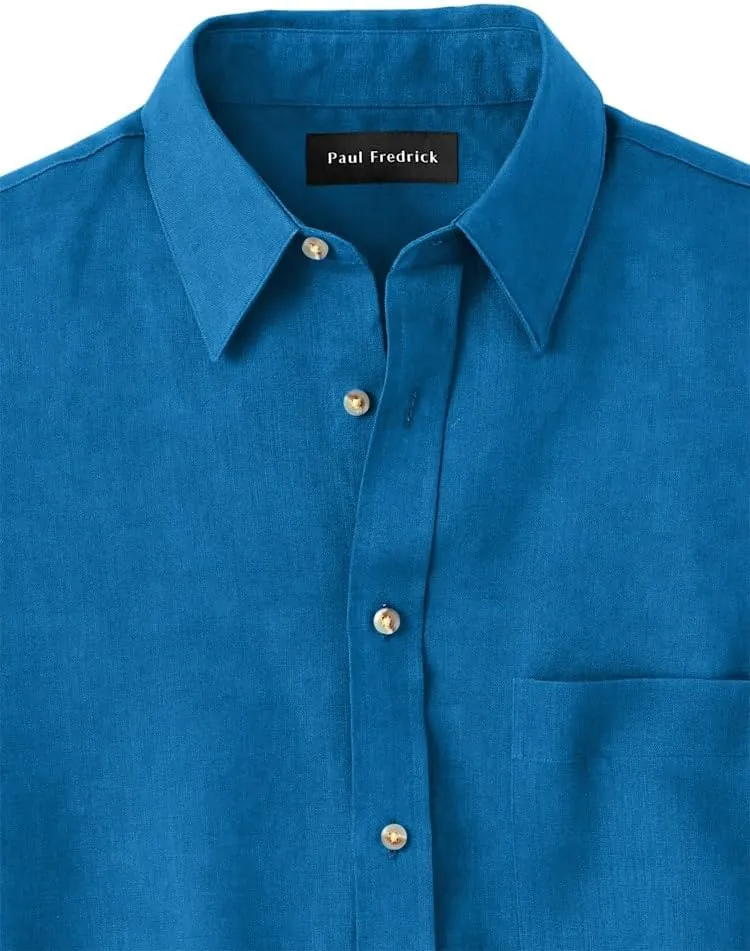 Paul Fredrick Men's Slim Fit Linen Solid Casual Shirt