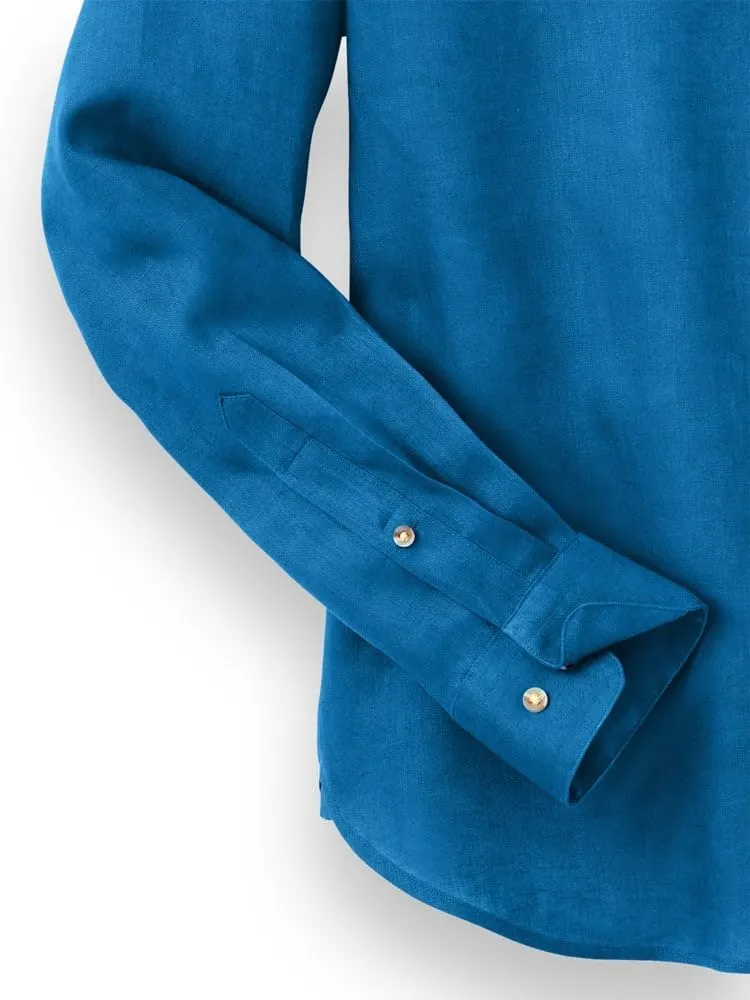 Paul Fredrick Men's Slim Fit Linen Solid Casual Shirt