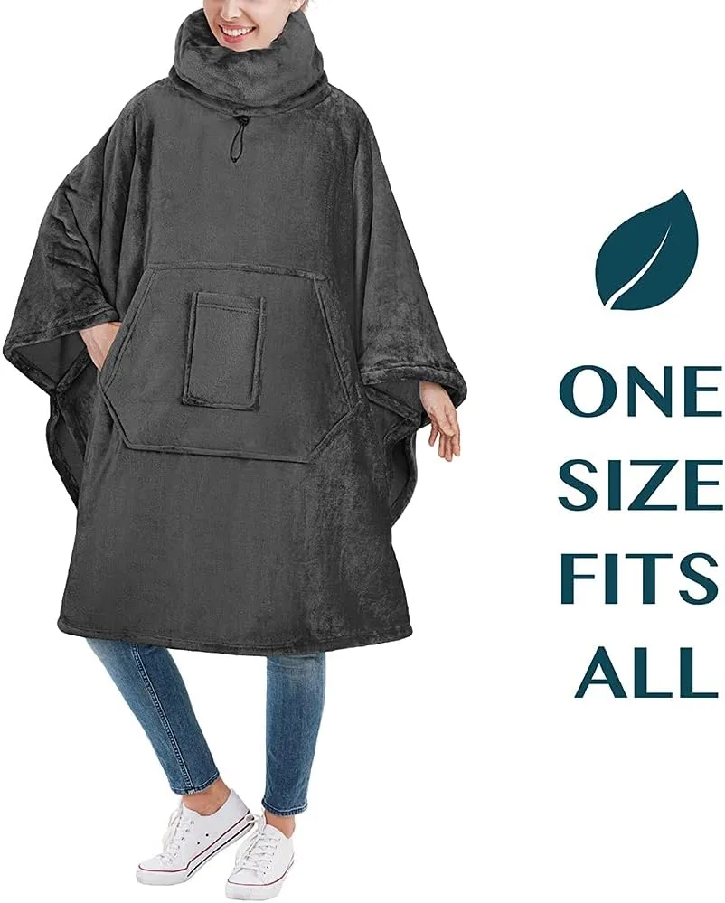 PAVILIA Wearable Blanket Poncho Women Men, Oversized Hoodie Sweatshirt Sweater Neck Warmer, Fleece Soft Hug Sleep Pod Adult