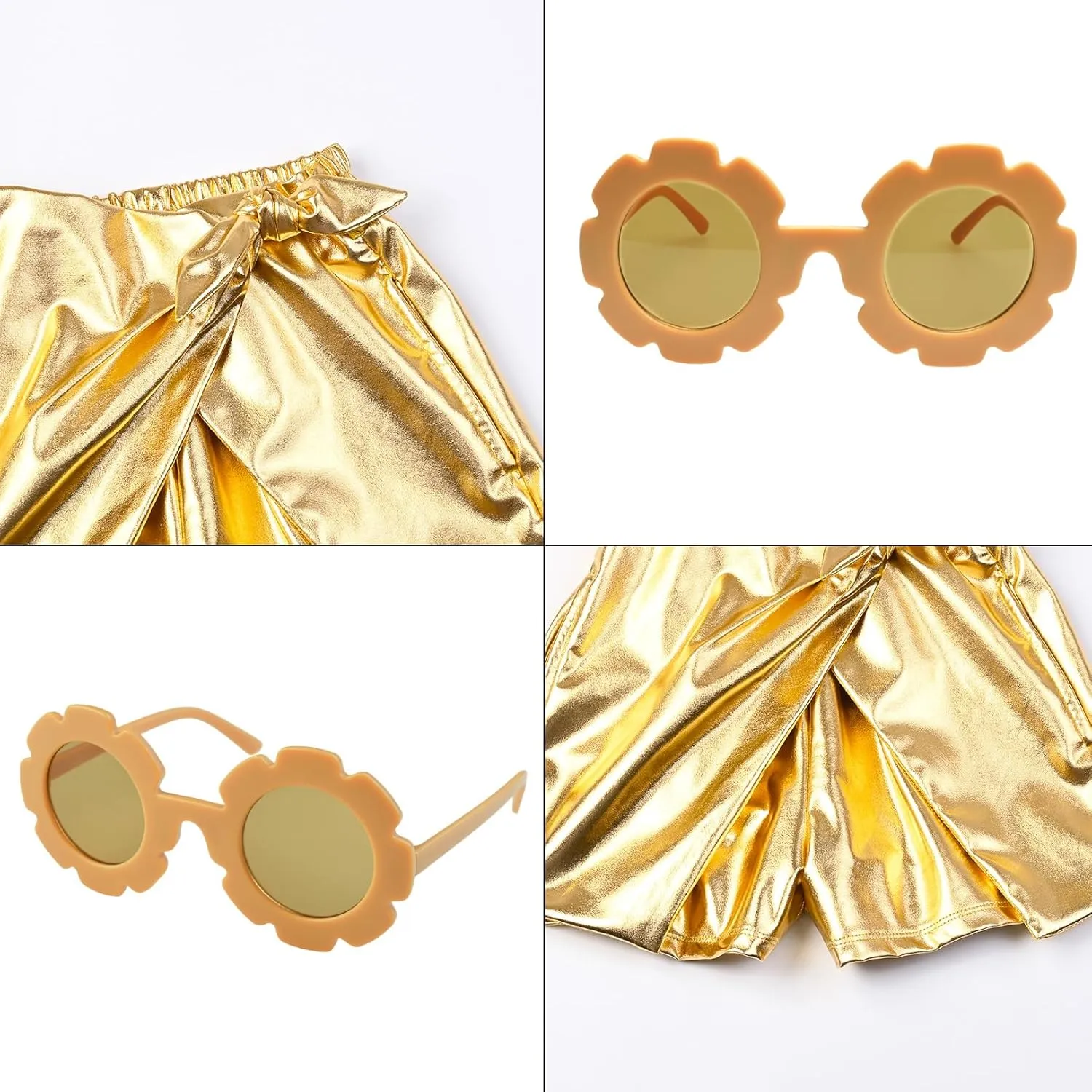 Perfashion Girls' Metallic Skorts Sparkly Shorts with Sunglasses Dancing Skirt 4-13 Years